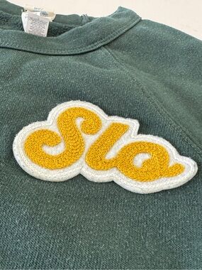 SLO San Luis Obispo Crewneck: Forest Green Chainstitched Patch Sweatshirt S